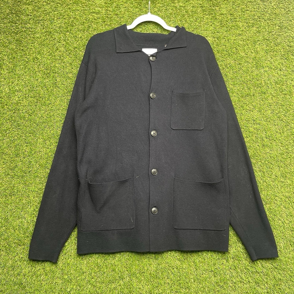 7 Diamonds Sweater Mens Small Black Long Breckenridge Cardigan Stretch Preppy